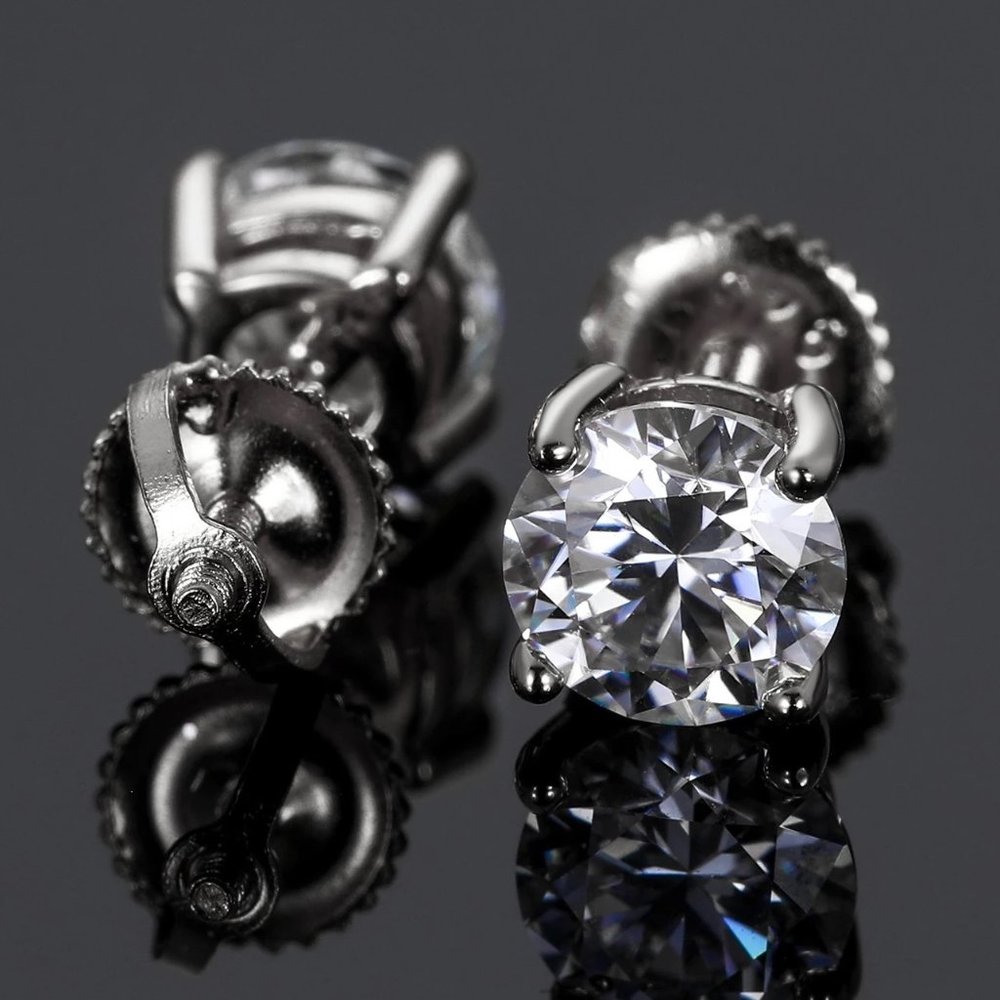 Certified 8ct. t.w. Diamond Round Cut 4-Prong Screw Back Earrings - Picture 5 of 16